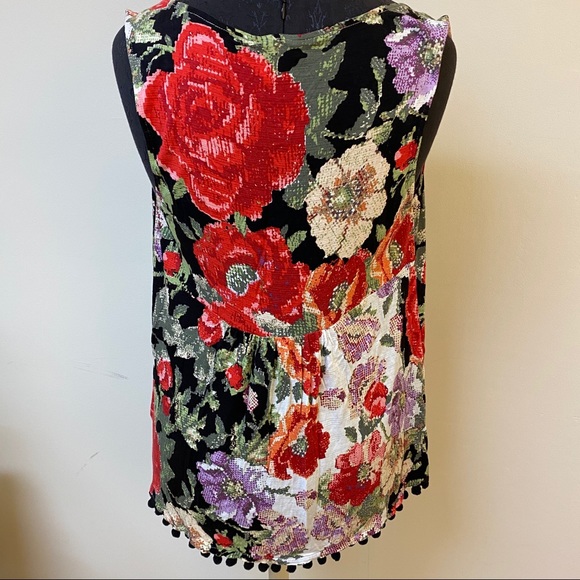 Meadow Rue Anthropologie Tank Pixelated Rose Top - Picture 6 of 8
